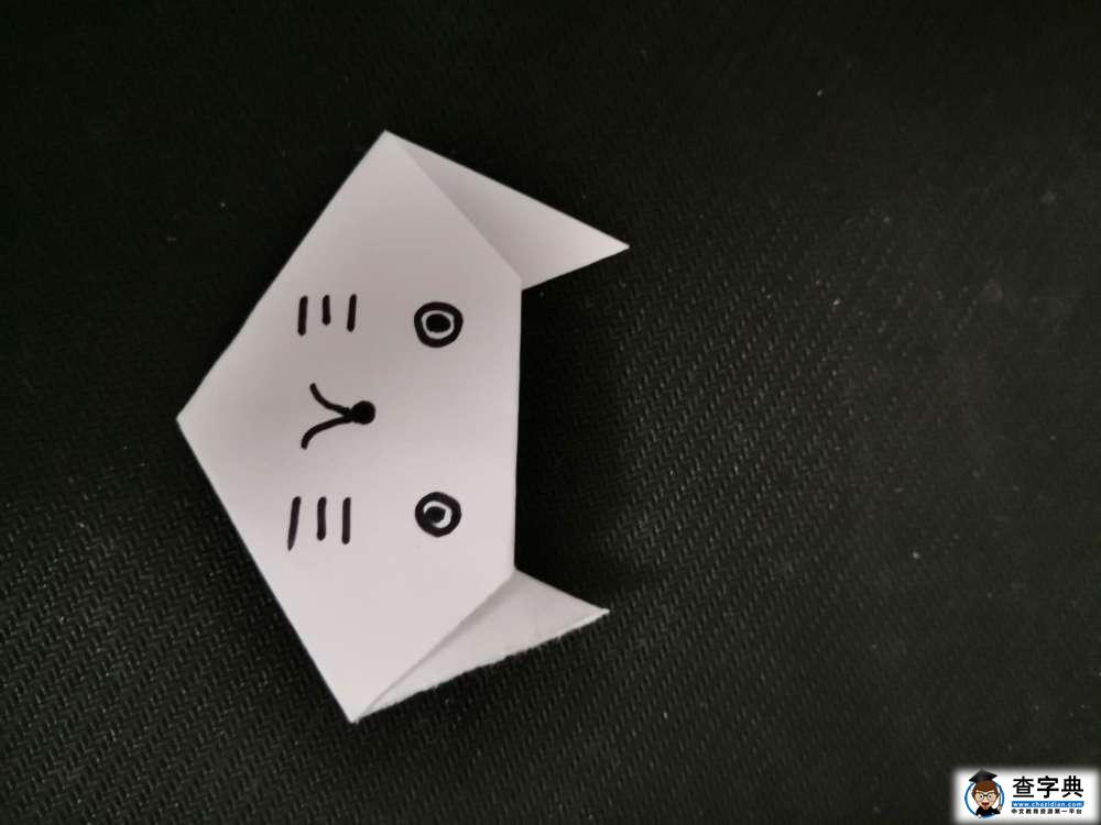 儿童手工折纸：小猫头像4